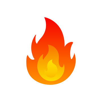 Red Yellow Fire Flame Icon Isolated Vector Illustration