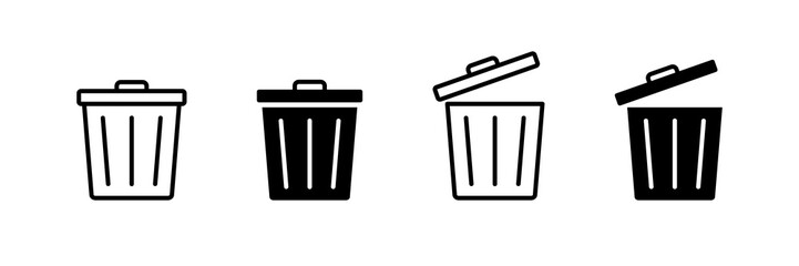 Trash bin icon. Dustbin, rubbish icon. Garbage, trash can icons 