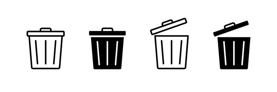 Trash Bin Icon. Dustbin, Rubbish Icon. Garbage, Trash Can Icons 