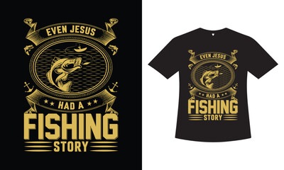 Fototapeta premium Fishing T-shirt Design Template Vector Image.