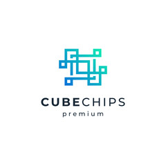 shiny microchip for technology and computer logo design