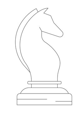 recommend clip art: Knight single chess piece flat isolated outline vector object. Playing chess game strategy. Editable black and white line art drawing. Simple monochrome spot illustration for web graphic design
