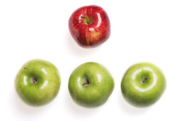 Red and green apples isolated on white background