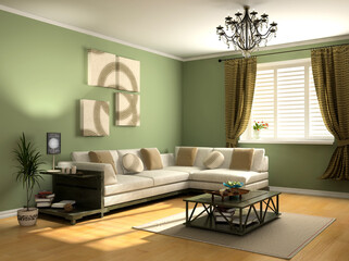 Fototapeta na wymiar modern interior design (private apartment 3d rendering)