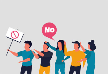 Employees protest, people strike or demonstration. Movement of activists for their rights and equality. People with protest posters. Vector illustration concept