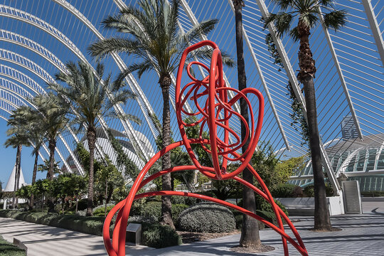 The Umbracle - gateway to the City of the Arts and Sciences (Designed by Santiago Calatrava and Felix Candela), a 1,000 square meters green area. VALENCIA, SPAIN. APRIL 17, 2023.