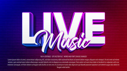Live music 3d style editable text effect