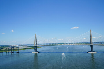The Arthur Ravenel Jr. Bridge in Charleston, South Carolina on a beautiful afternoon