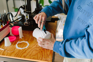 Woman's hands working on crafts