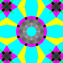 Obraz premium Vibrant and Symmetrical Digital Abstract Kaleidoscope Art with Intricate Geometric Patterns, Fractal Elements, and Psychedelic Colors, Perfect for Contemporary Design Projects, Modern Wallpaper