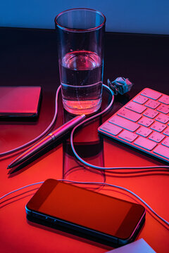 Vibrant and messy office space.