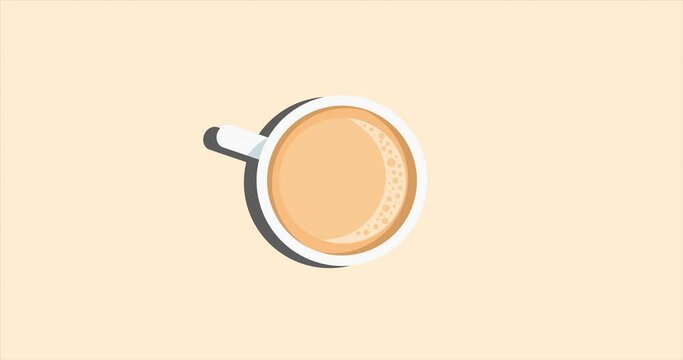Hot Coffee in a Mug 2D Animation. Emblem or Electronic Menu for Cafe. Take-away Service Concept.