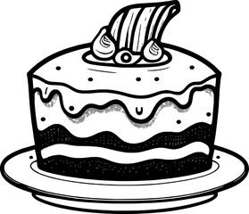 Sweet Cake Line Art Illustration