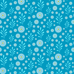 Seamless pattern of hand drawn of wild doodle flowers on isolated background. Design for mother’s day, Easter, springtime and summertime celebration, scrapbooking, textile, home decor, paper craft.