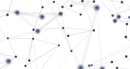Big data visualization. Network connection structure with chaotic distribution of points and lines. 3D rendering.