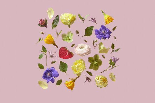 Gorgeous blossoms in square floral pattern.