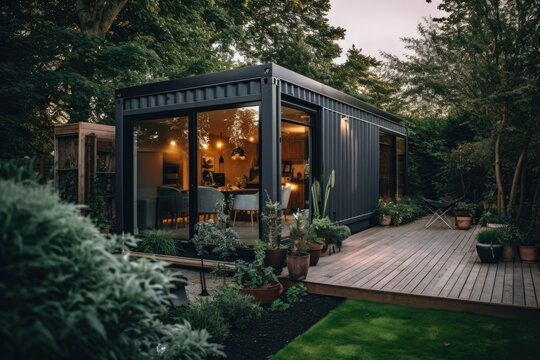Modern house - Container - Illustration created with generative ai