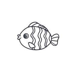 Cartoon fish icon.Underwater world.Fish sketch. Doodle. Hand drawn vector illustration.