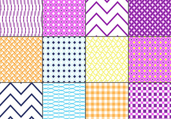 Seamless Bright Geometric Overlay Pattern Set