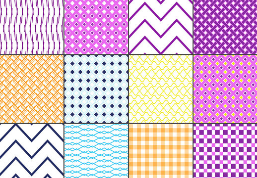 Seamless Bright Geometric Overlay Pattern Set
