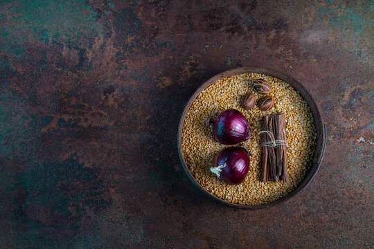 Lentils, onions and spices 