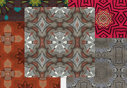 Seamless Pattern Collection with Ethic Mandala Motif