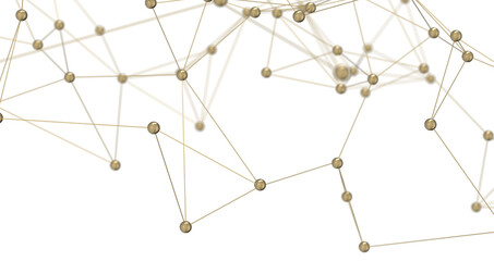 Gene lines and nodes, biological gene structure, 3d rendering.