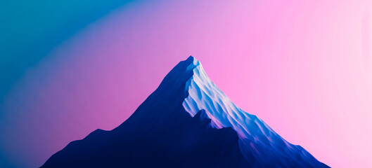 Minimalistic background of a single mountain peak against a gradient sky
