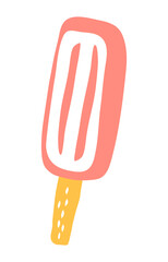 Ice lolly popsicle drawing hand painted with ink brush. Png clipart isolated on transparent background
