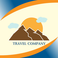 Travel company card on a colored background