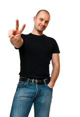 Naklejka premium young man isolated on white background pose for portrait