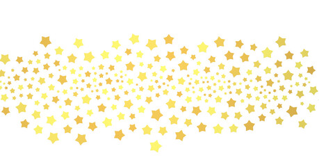 Banner with golden decoration. Festive border with falling glitter dust and stars.  (PNG transparent)
