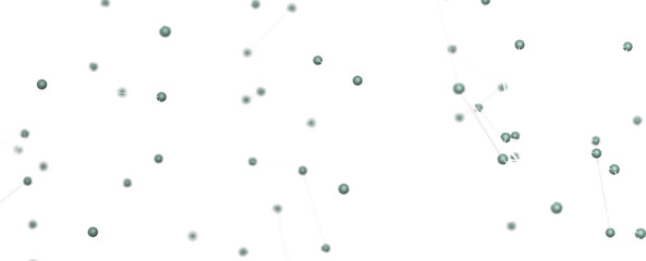 Big data visualization. Network connection structure with chaotic distribution of points and lines. 3D rendering. - PNG transparent