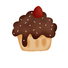 chocolate cake isolated on white