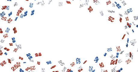 3d golden 25 years anniversary celebration with star background. 3d illustration.  - PNG transparent