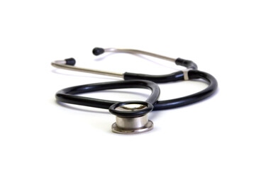 close-up view of stethoscope on white background