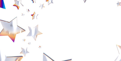 Abstract pattern of random falling silver stars on white background. - png transparent