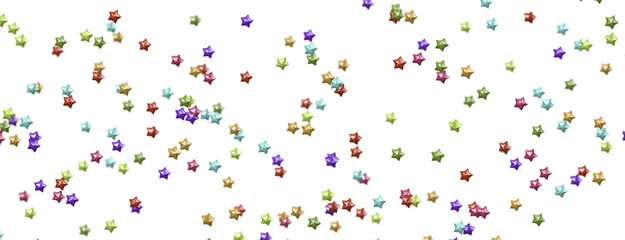 XMAS Banner with colored decoration. Festive border with falling glitter dust and stars.  png transparent