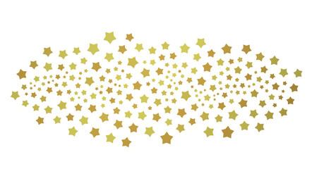 Banner with golden decoration. Festive border with falling glitter dust and stars.  (PNG transparent)