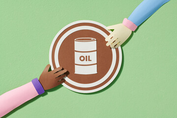 Two hands hold the barrel of oil icon