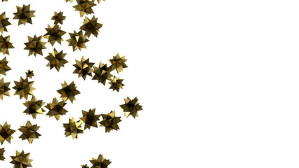 stars. Confetti celebration, Falling golden abstract decoration for party, birthday celebrate, (PNG transparent)