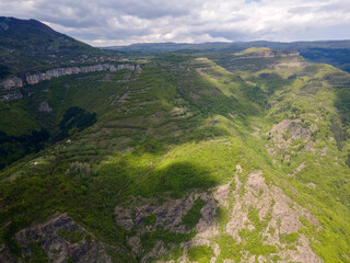 Fototapeta na wymiar Aerial view of iskar gorge near village of Bov, Bulgaria