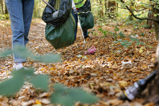 Social volunteering group collect waste outdoor