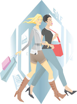 Two Girls Shopping Together