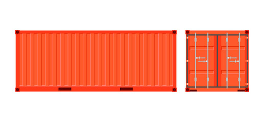 Orange shipping cargo container for transportation. Vector illustration in flat style. Isolated on white background.	
