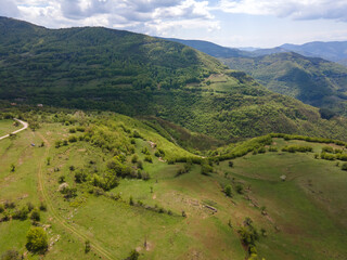 Fototapeta premium Aerial view of iskar gorge near village of Bov, Bulgaria