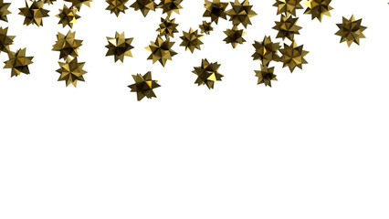 Stars - stars. Confetti celebration, Falling golden abstract decoration for party, birthday celebrate, (PNG transparent)