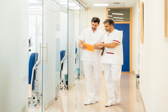 Staff of the hospital talking