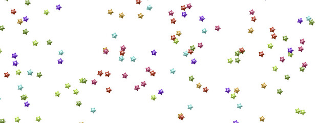 XMAS Banner with colored decoration. Festive border with falling glitter dust and stars.