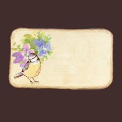 card with flowers and bird